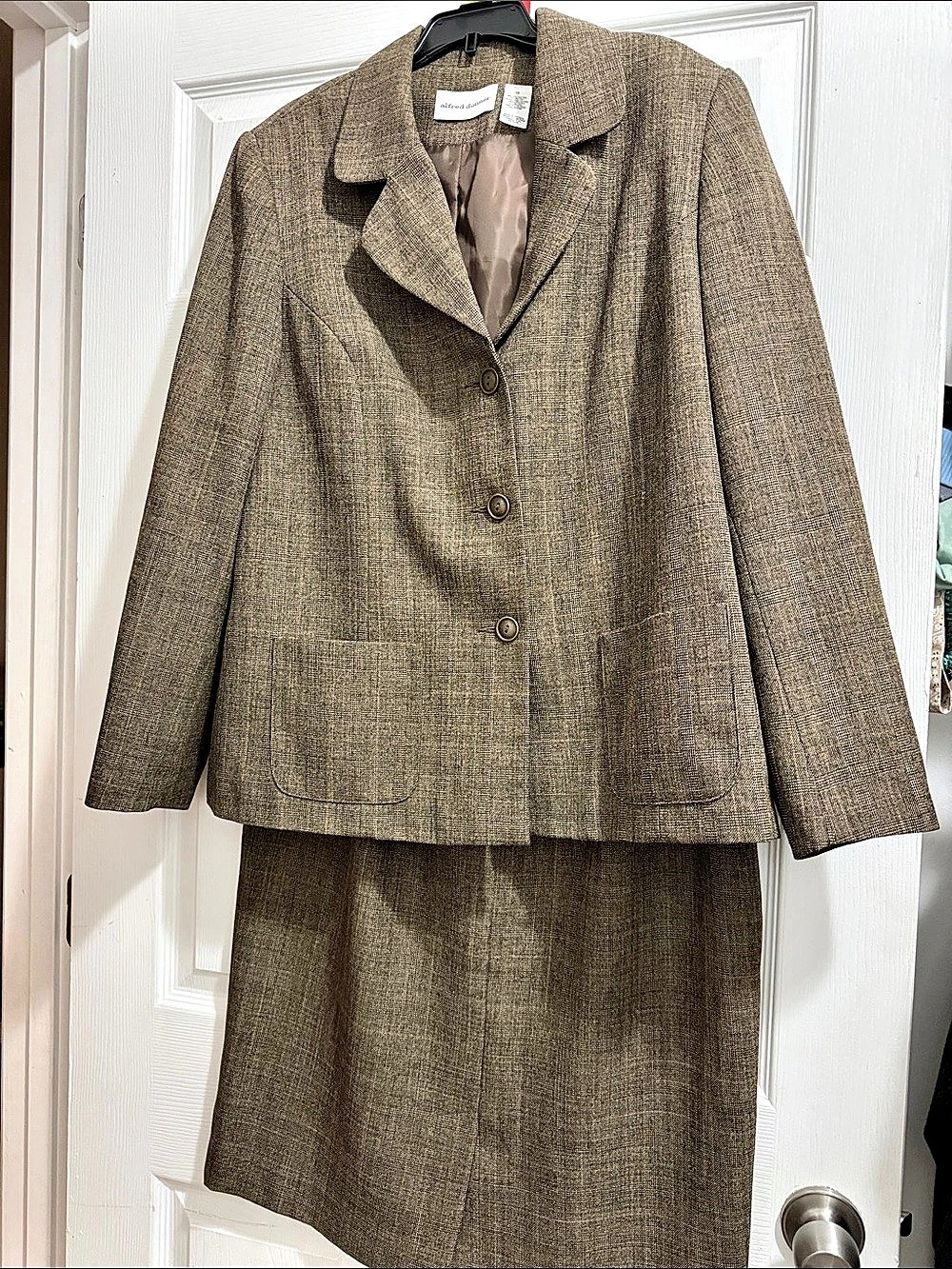 alfred dunner Two-Piece Tweed Skirt Suit Set Brown Size 10